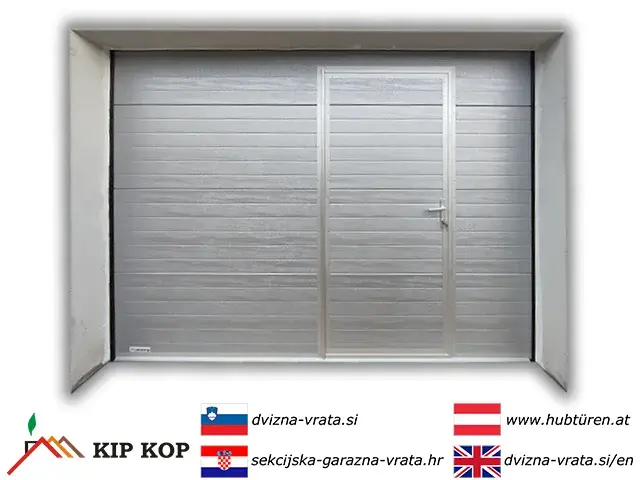 PODIZNA SEKCIJSKA GARAŽNA VRATA SA OSOBNIM PROLAZOM 250 X 234, BOJA SREBRNA RAL 9006