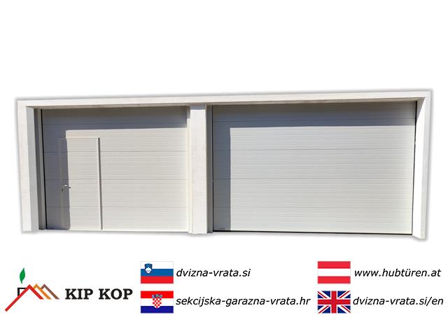 DVIŽNA GARAŽNA VRATA Z OSEBNIM PREHODOM 264 X 251 BARVE BELA RAL 9010
