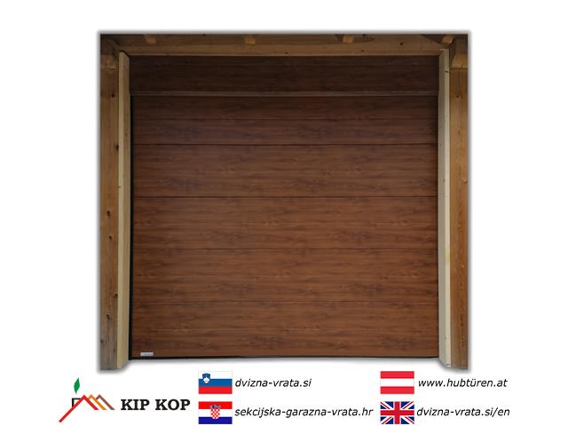 DVIŽNA SEKCIJSKA GARAŽNA VRATA 286 X 300 BARVE TEMNI HRAST