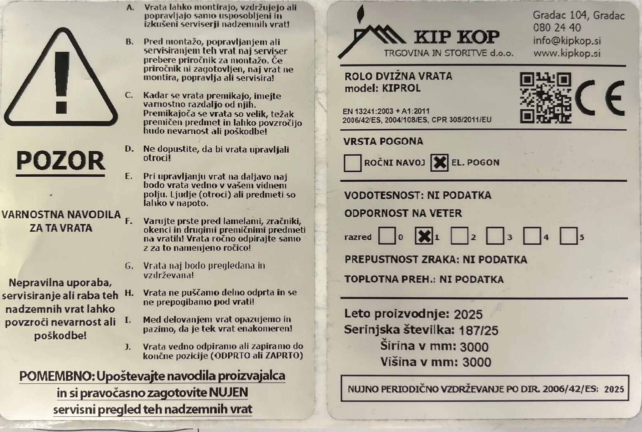 periodicni pregled garaznih vrat